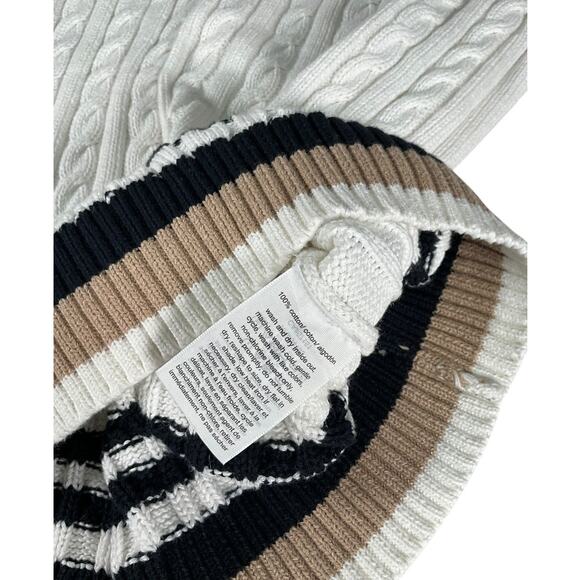 Tommy Hilfiger Small Cable Knit Sweater White Cotton Classic Preppy Old Money - Picture 9 of 11